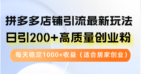 （12893期）拼多多店铺引流最新玩法，日引200+高质量创业粉，每天稳定1000+收益（…-创客联盟资源网-本站致力于分享优质实用的互联网资源,创业项目,软件工具