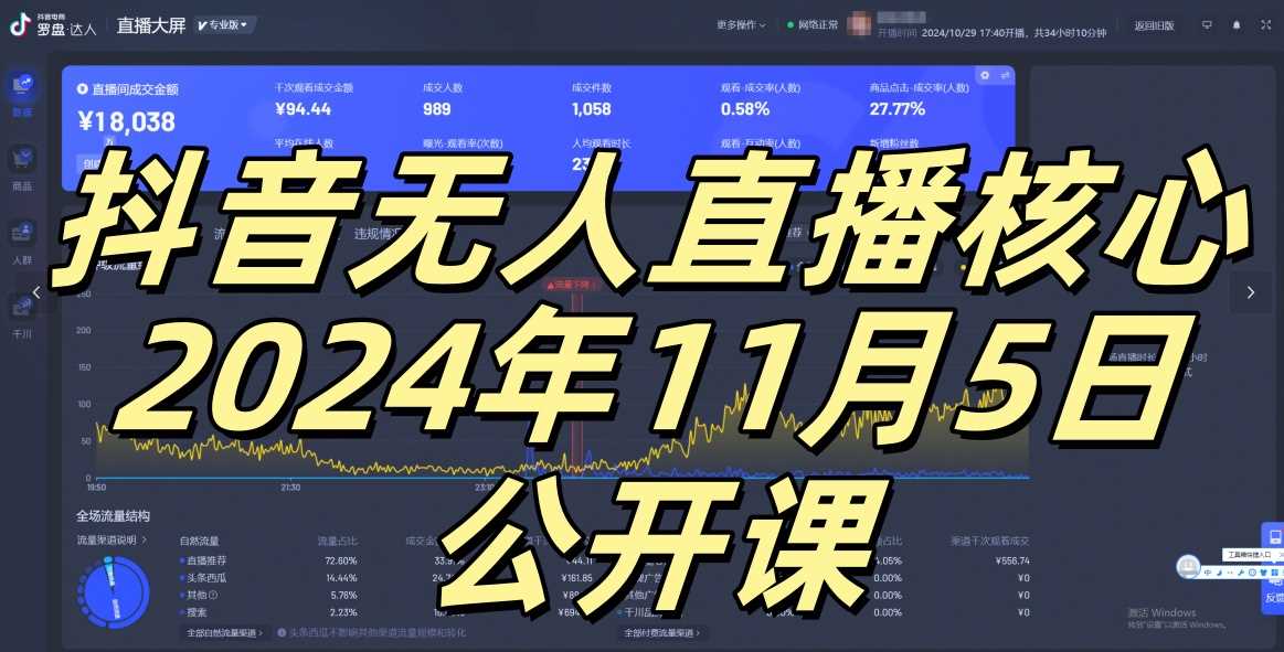 抖音无人直播核心公开课，咸鱼翻身小白可做带有睡后收入月入过万太简单【揭秘】-创客联盟资源网-本站致力于分享优质实用的互联网资源,创业项目,软件工具